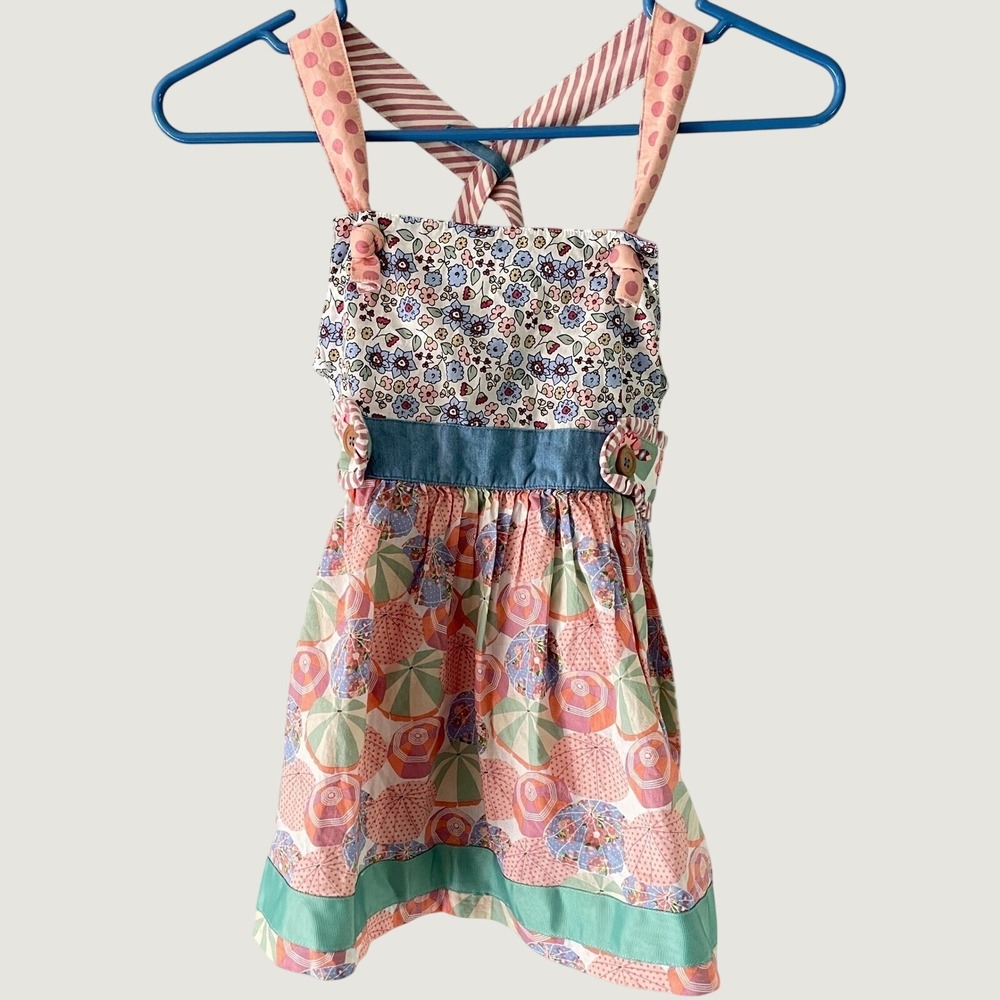 Matilda Jane Girls Floral Umbrella Print Sun Dress Mixed Media Size 10